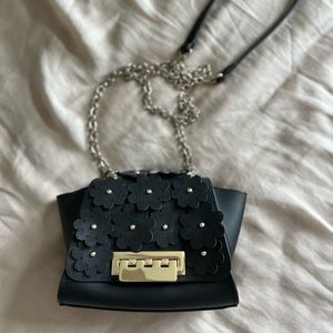 Black Flower Appliqué Zac Posen Crossbody